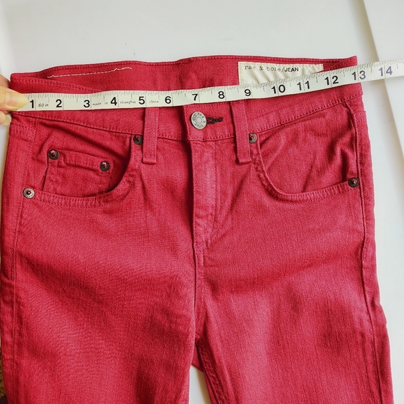 NWOT Rag & Bone High Rise Skinny Jeans Denim Red Stretch sz 25. - Picture 9 of 17